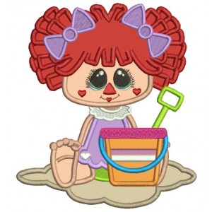 Little Girl Playing With The Send Applique Machine Embroidery Design Digitized Pattern